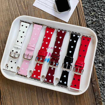 Μενταγιόν καρδιάς για λουράκι Apple Watch, δερμάτινο, μοντέρνο στυλ, κλειδαριά με καρφί, προσαρμοσμένες διαστάσεις διεπαφής