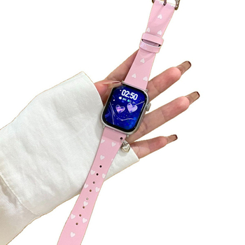 Μενταγιόν καρδιάς για λουράκι Apple Watch, δερμάτινο, μοντέρνο στυλ, κλειδαριά με καρφί, προσαρμοσμένες διαστάσεις διεπαφής