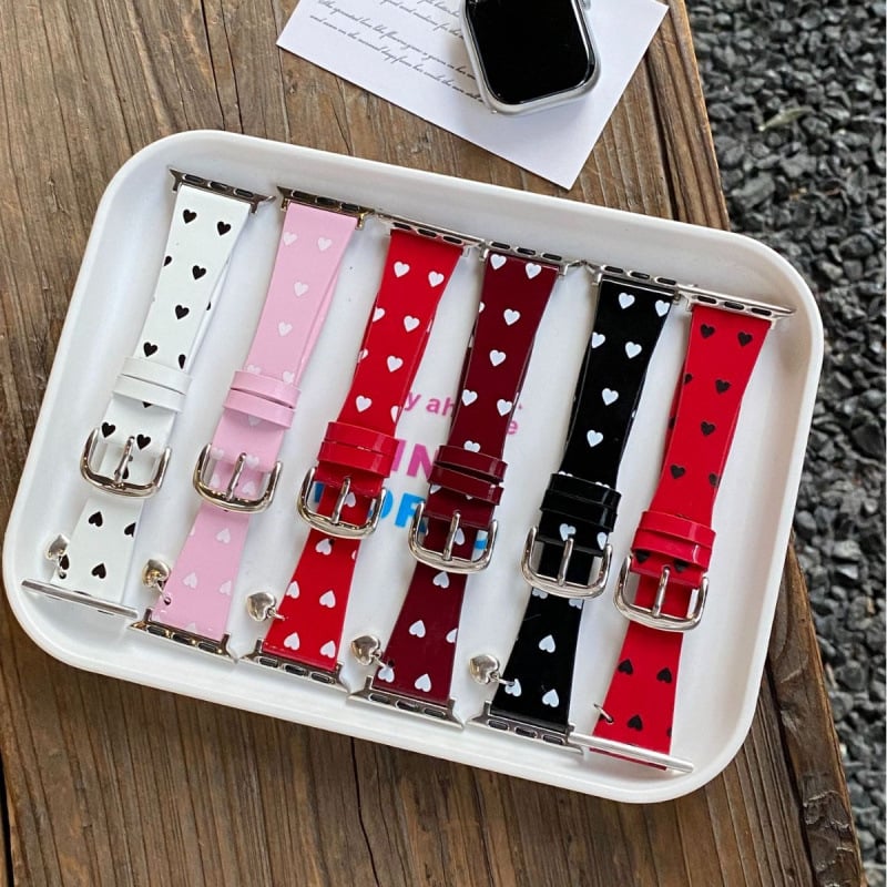 Μενταγιόν καρδιάς για λουράκι Apple Watch, δερμάτινο, μοντέρνο στυλ, κλειδαριά με καρφί, προσαρμοσμένες διαστάσεις διεπαφής