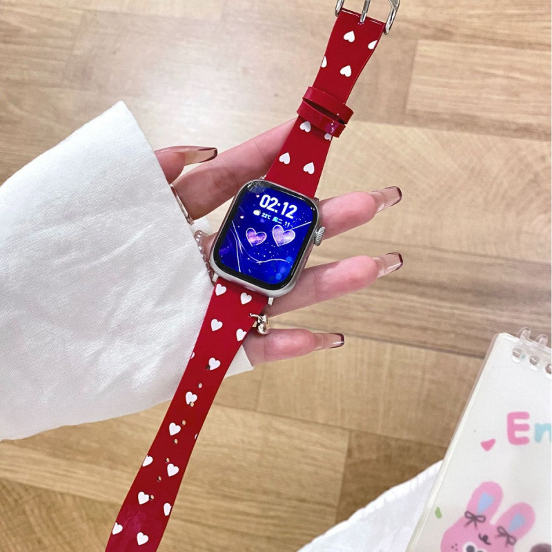 Μενταγιόν καρδιάς για λουράκι Apple Watch, δερμάτινο, μοντέρνο στυλ, κλειδαριά με καρφί, προσαρμοσμένες διαστάσεις διεπαφής