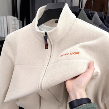 Muška fleece jakna za proljeće i jesen sa stojećim ovratnikom, casual stil, novi dizajn za muškarce srednje dobi