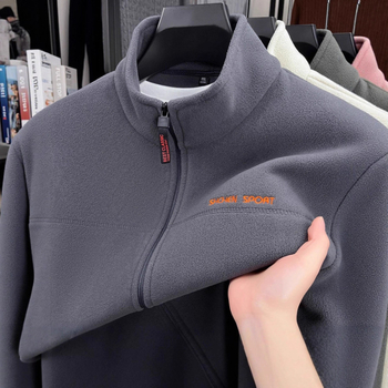 Muška fleece jakna za proljeće i jesen sa stojećim ovratnikom, casual stil, novi dizajn za muškarce srednje dobi