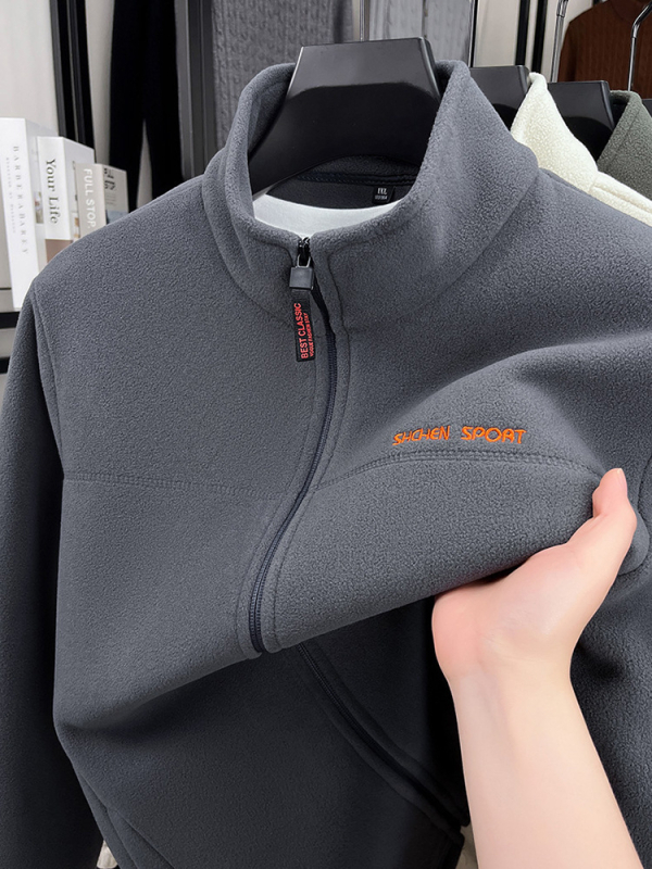 Muška fleece jakna za proljeće i jesen sa stojećim ovratnikom, casual stil, novi dizajn za muškarce srednje dobi