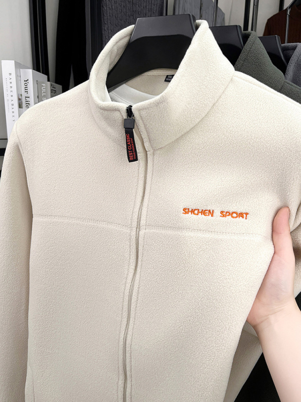 Muška fleece jakna za proljeće i jesen sa stojećim ovratnikom, casual stil, novi dizajn za muškarce srednje dobi