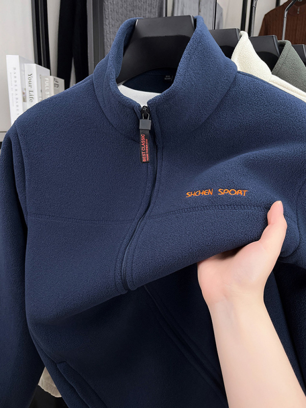 Muška fleece jakna za proljeće i jesen sa stojećim ovratnikom, casual stil, novi dizajn za muškarce srednje dobi