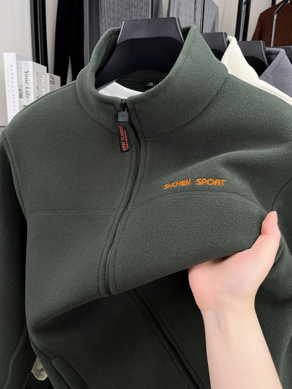 Muška fleece jakna za proljeće i jesen sa stojećim ovratnikom, casual stil, novi dizajn za muškarce srednje dobi