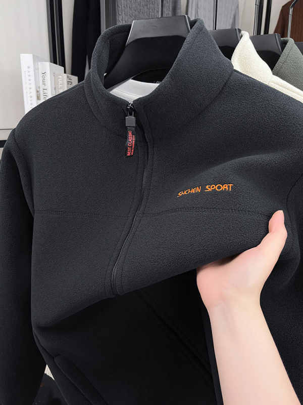 Muška fleece jakna za proljeće i jesen sa stojećim ovratnikom, casual stil, novi dizajn za muškarce srednje dobi