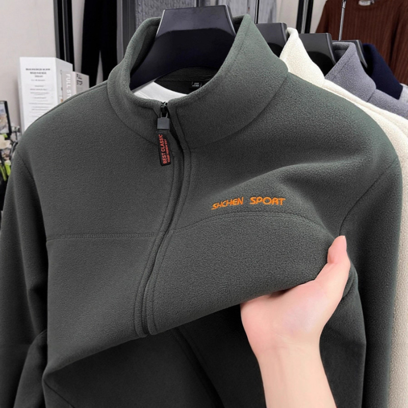 Muška fleece jakna za proljeće i jesen sa stojećim ovratnikom, casual stil, novi dizajn za muškarce srednje dobi