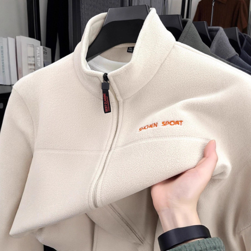 Muška fleece jakna za proljeće i jesen sa stojećim ovratnikom, casual stil, novi dizajn za muškarce srednje dobi