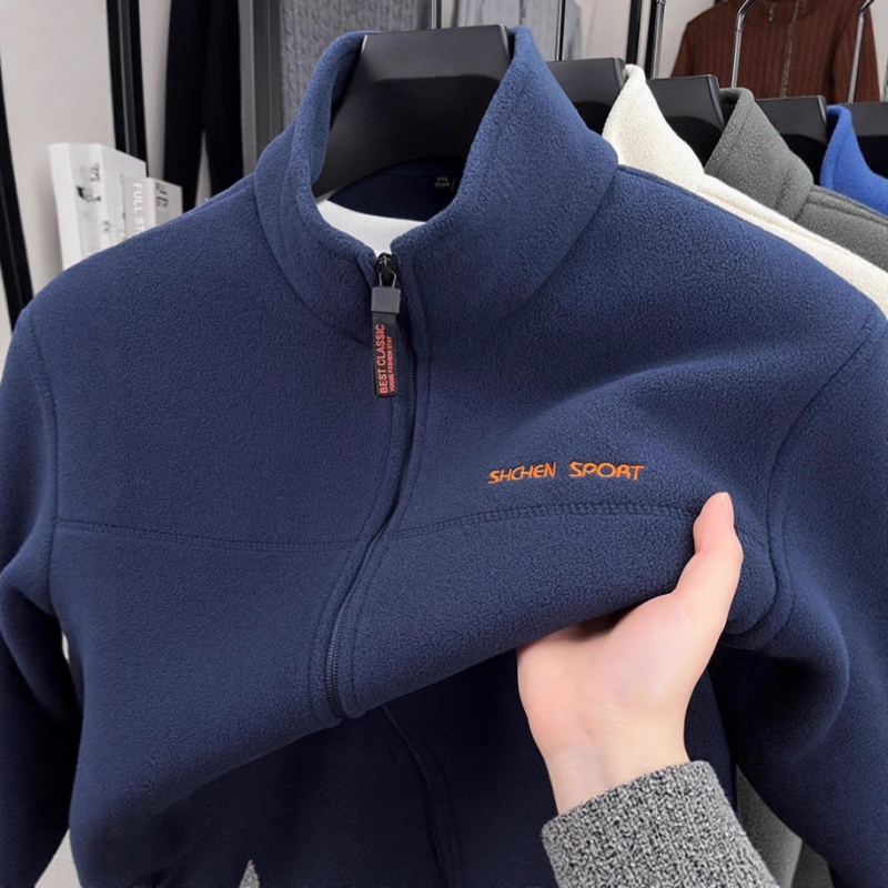 Muška fleece jakna za proljeće i jesen sa stojećim ovratnikom, casual stil, novi dizajn za muškarce srednje dobi