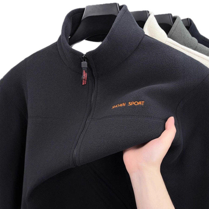 Muška fleece jakna za proljeće i jesen sa stojećim ovratnikom, casual stil, novi dizajn za muškarce srednje dobi