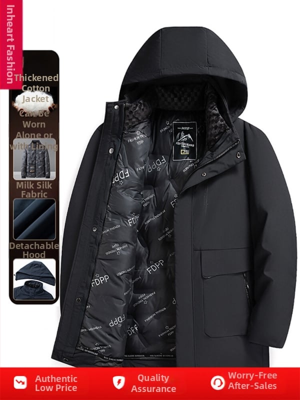 Meeste talvine jakk kapuutsiga, puuvillane täidis, eemaldatav vooder, fliisvooder, polüesteri kangas, tõmblukukohad