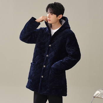 Ανδρικό εργασιακό μπουφάν με κουκούλα, από ύφασμα λινό-μίγμα, μακριά μανίκια, τσέπες τύπου patch, κλείσιμο με κουμπιά σε μία σειρά