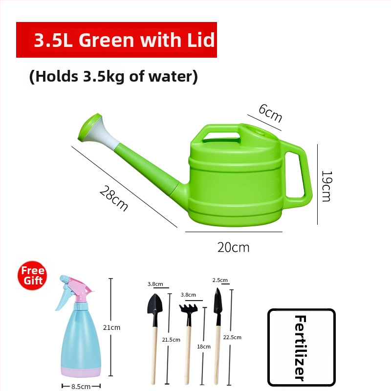 Plastmasas laistīšanas kanna ar garu izplūdumu