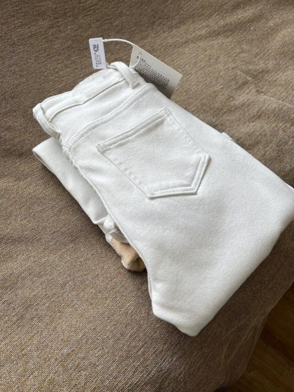 Bijele traperice s flecom za žene, jesen-zima, novi dizajn, visoki pas, elastične, uski kroj, bootcut