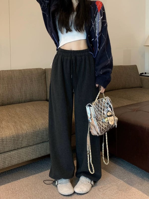 Ženske casual hlače, mješavina pamuka i viskoze 30–50%, opuštena silueta, debele, zima 2025