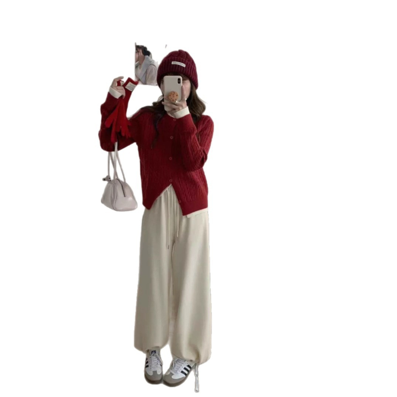 Ženske casual hlače, mješavina pamuka i viskoze 30–50%, opuštena silueta, debele, zima 2025