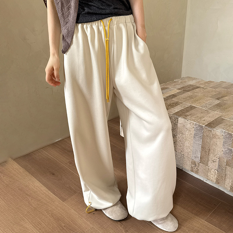 Pantalone u korejskom stilu s blokom boje, šnira u struku, elastični pojas, ravni kroj s manžetom, dvostruki način nošenja, za žene, rano proljeće, udobne sportske hlače