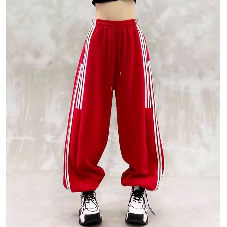 Ženske casual hlače s visokim strukom, široka silueta, jogger stil - poliester-pamuk, jesen 2025