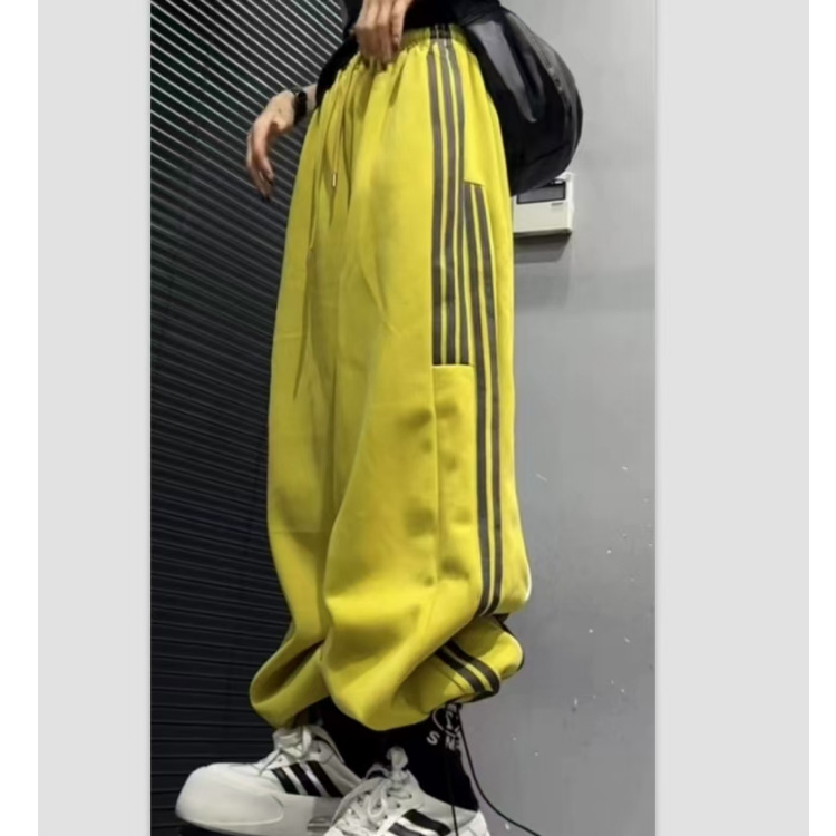 Ženske casual hlače s visokim strukom, široka silueta, jogger stil - poliester-pamuk, jesen 2025