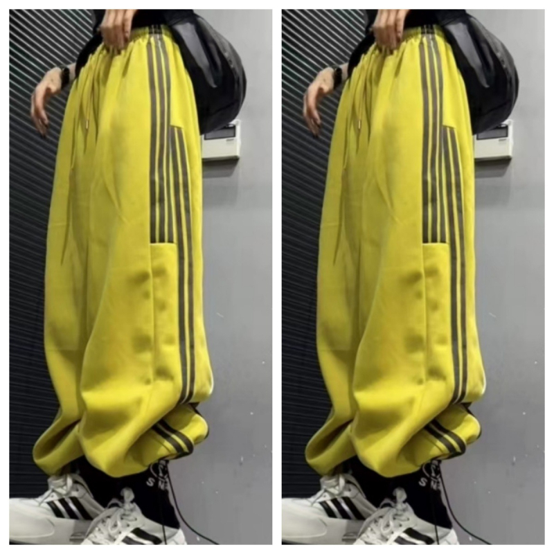 Ženske casual hlače s visokim strukom, široka silueta, jogger stil - poliester-pamuk, jesen 2025