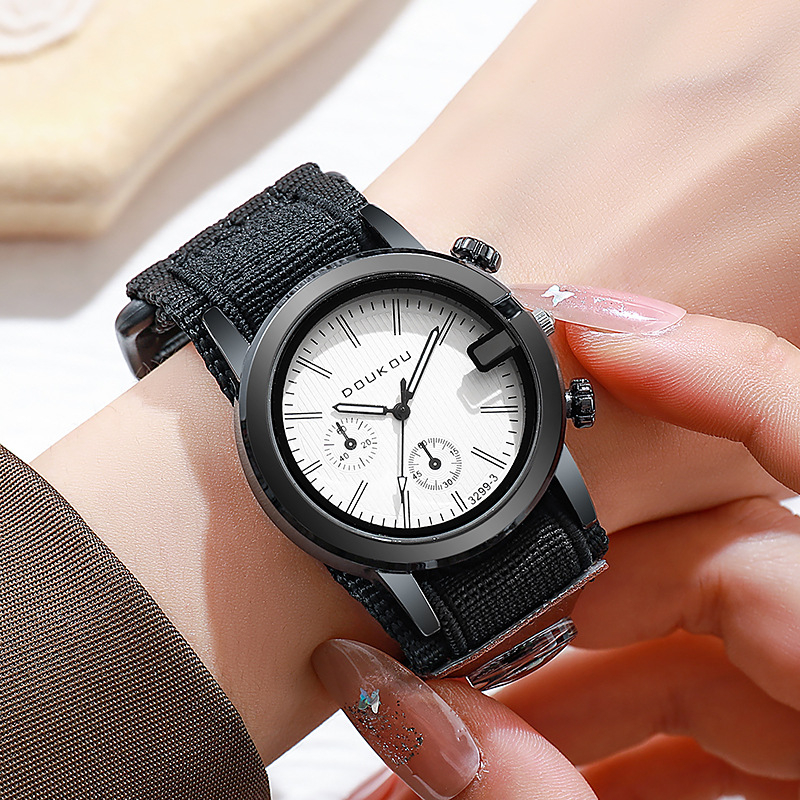Doukou DK3299 Muški sat s platnenim kaišem, veliki brojčanik 38 mm, kompas, kvarcni mehanizam