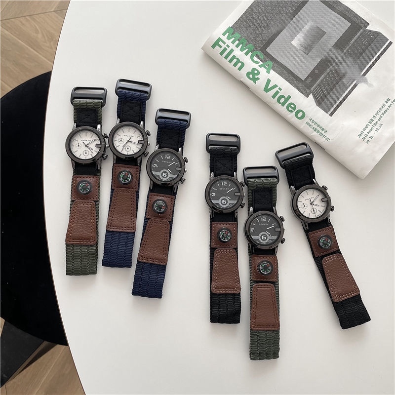 Doukou DK3299 Muški sat s platnenim kaišem, veliki brojčanik 38 mm, kompas, kvarcni mehanizam