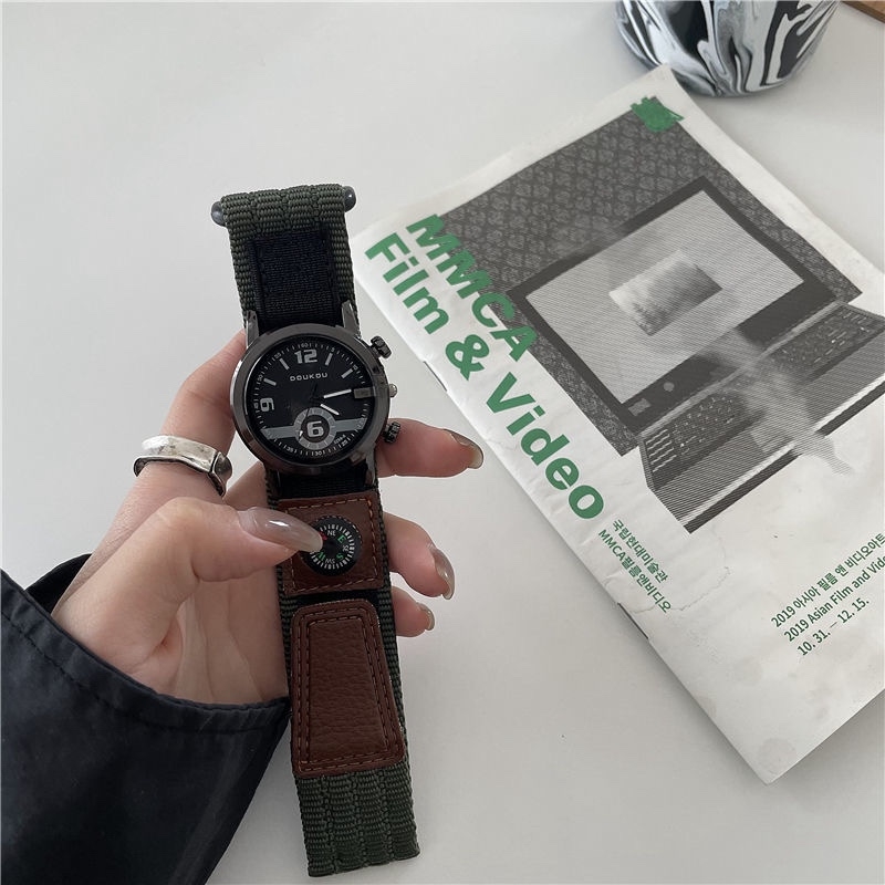 Doukou DK3299 Muški sat s platnenim kaišem, veliki brojčanik 38 mm, kompas, kvarcni mehanizam