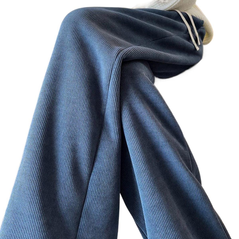 Ženske pantalone širokih nogavica s fleksom, za jesen-zimu, tople i laskave liniju, ravni kroj, do poda, baršunasti drap