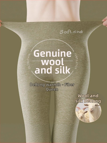 Sieviešu vilnas-silī termālie legingi, bieza flīša iekšējā oderē, augsta josta, bez šuvēm