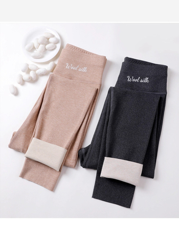 Sieviešu vilnas-silī termālie legingi, bieza flīša iekšējā oderē, augsta josta, bez šuvēm