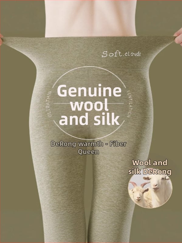 Sieviešu vilnas-silī termālie legingi, bieza flīša iekšējā oderē, augsta josta, bez šuvēm