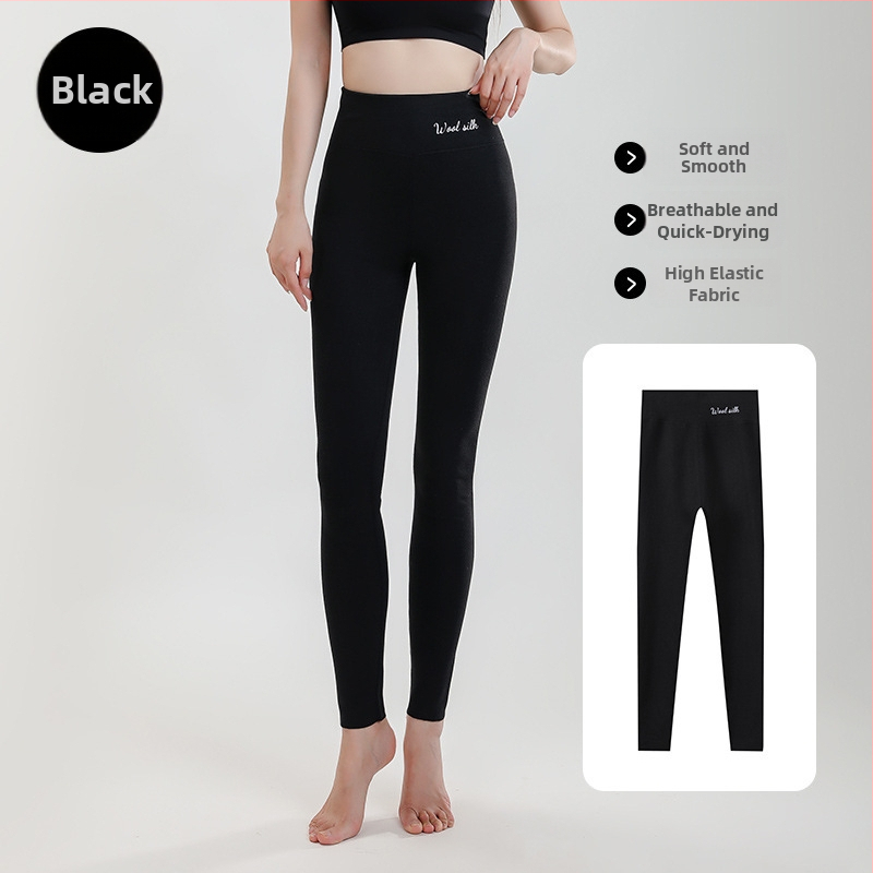 Sieviešu vilnas-silī termālie legingi, bieza flīša iekšējā oderē, augsta josta, bez šuvēm