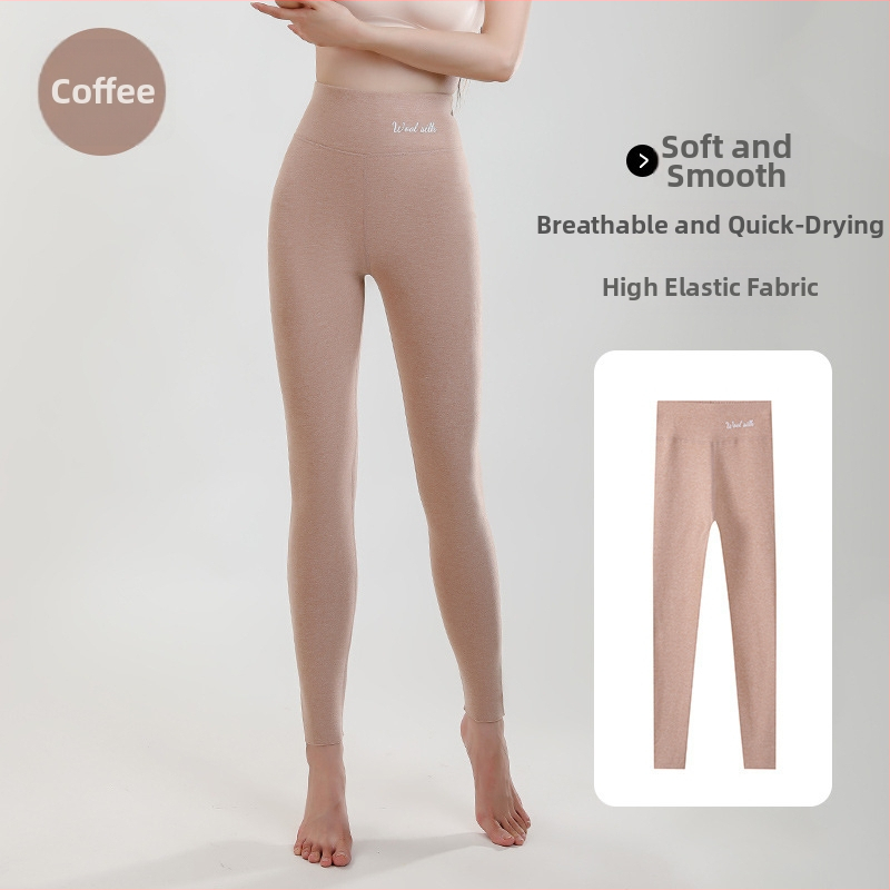 Sieviešu vilnas-silī termālie legingi, bieza flīša iekšējā oderē, augsta josta, bez šuvēm