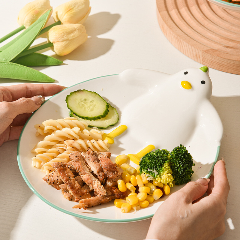 Bērnu karikatūru keramikas ēdiena servisa komplekts – Wanjia, keramika, karikatūru stils, piemērots bērniem