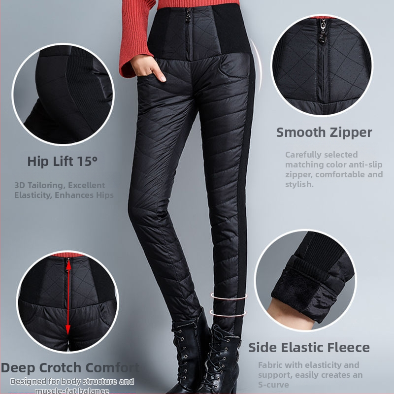 Dámske nohavice s vysokým pásom, hrubé a teplé, obojstranné termálne, kórejský štýl, zima