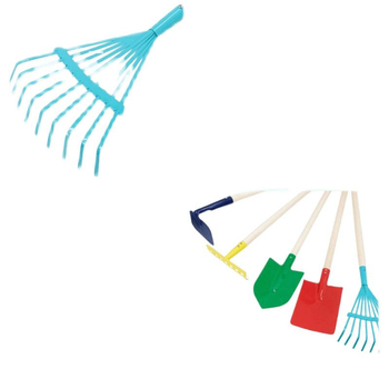 Dječji set alata za plažu od željeza — trodijelni set: lopata, motika i grablje za sadnju cvijeća i drveća