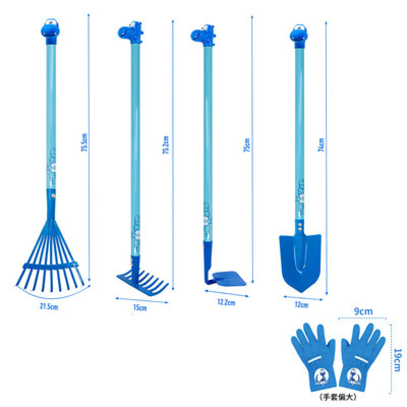 Dječji set alata za plažu od željeza — trodijelni set: lopata, motika i grablje za sadnju cvijeća i drveća