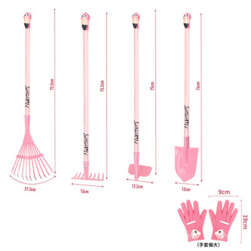 Dječji set alata za plažu od željeza — trodijelni set: lopata, motika i grablje za sadnju cvijeća i drveća