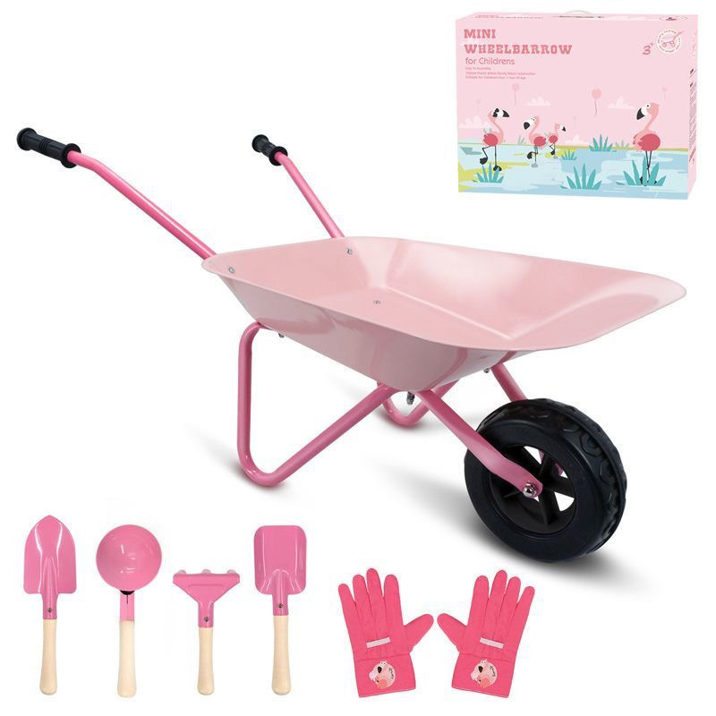 Dječji set alata za plažu od željeza — trodijelni set: lopata, motika i grablje za sadnju cvijeća i drveća