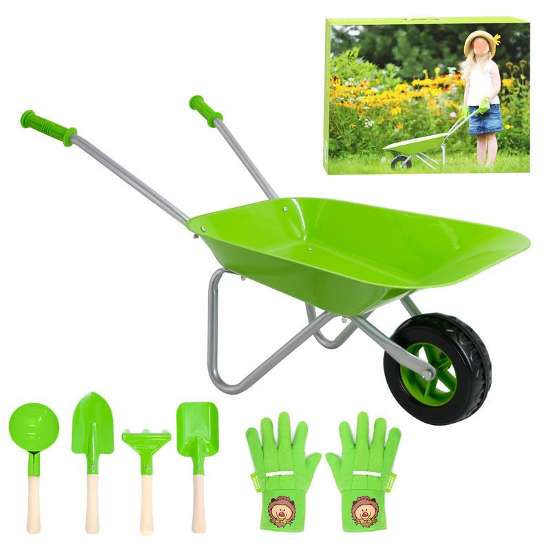 Dječji set alata za plažu od željeza — trodijelni set: lopata, motika i grablje za sadnju cvijeća i drveća