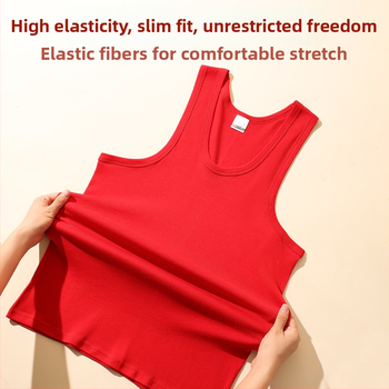 Langsha vīriešu I-veida veste, 100% kokvilna, apaļš kakls, bez piedurknēm, 161–180 g/m²