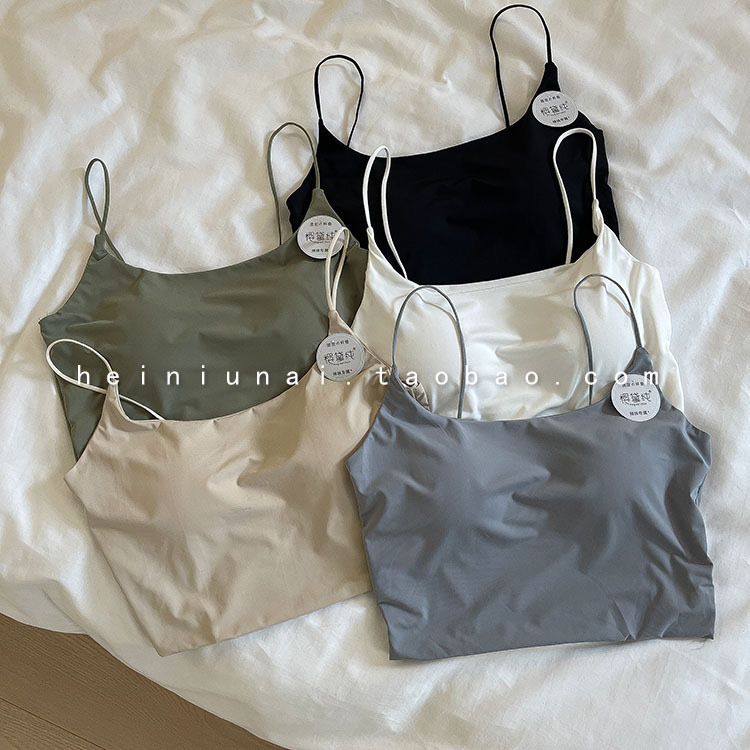 METWO Nude besprijekoran leđa s jastučićima za grudi, tanke naramenice, Ice Silk camisole, seksi kratka majica za žene