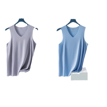 Vīriešu modalā bez piedurknēm top, ultra plāns audums 81–100 g/m2, 90–95% modal, V veida kakla izgriezums, aktīvs stils