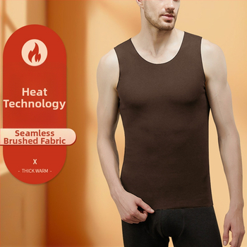 Vīriešu platu plecu sporta vestes, bezšuvju pamata slānis, 100% poliesters, bieza auduma 201–250 g/m2, apaļš kakls