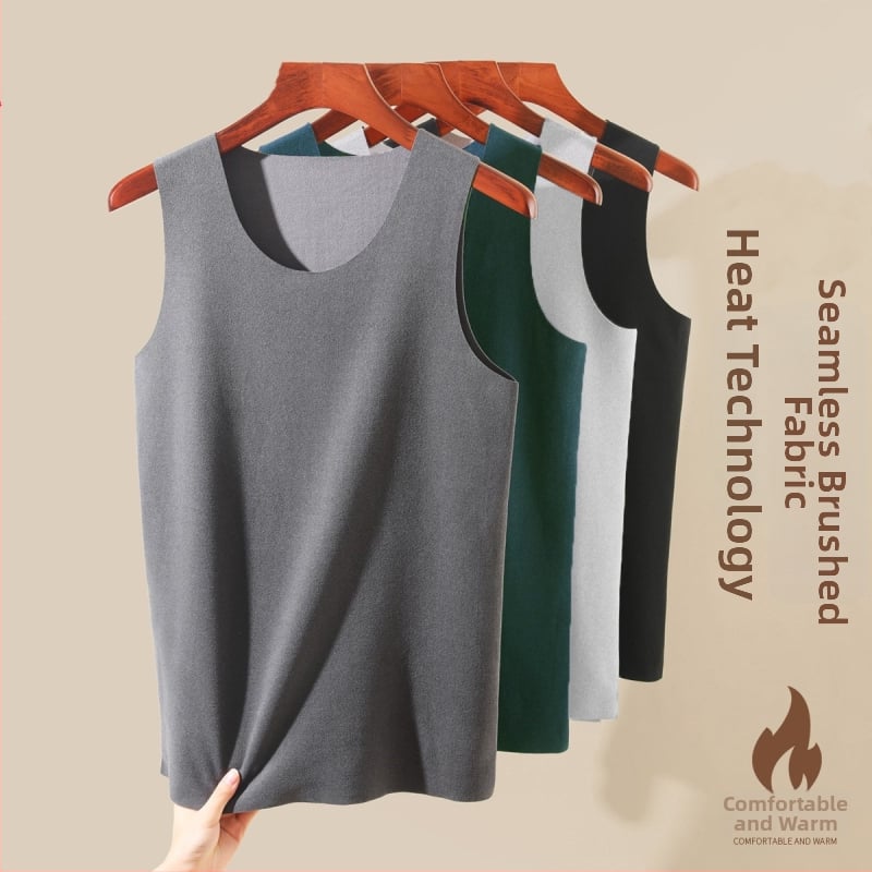 Vīriešu platu plecu sporta vestes, bezšuvju pamata slānis, 100% poliesters, bieza auduma 201–250 g/m2, apaļš kakls