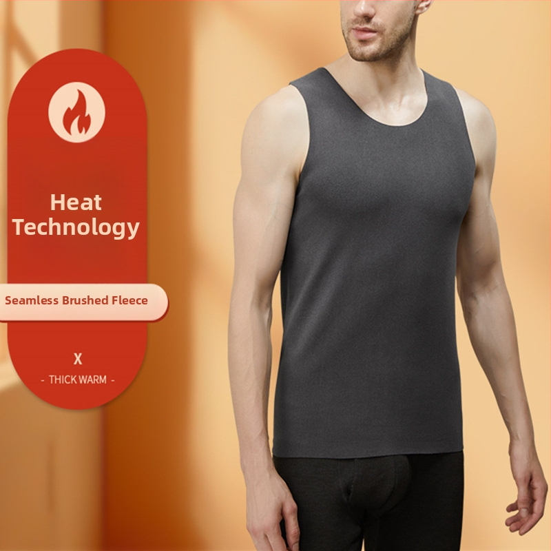 Vīriešu platu plecu sporta vestes, bezšuvju pamata slānis, 100% poliesters, bieza auduma 201–250 g/m2, apaļš kakls