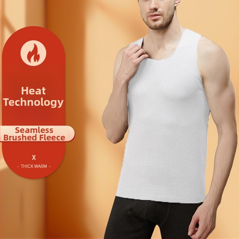 Vīriešu platu plecu sporta vestes, bezšuvju pamata slānis, 100% poliesters, bieza auduma 201–250 g/m2, apaļš kakls