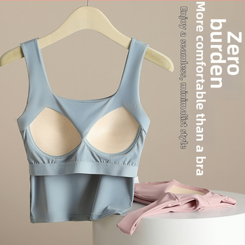 Ženski širokoramenski vest s kvadratnim izrezom i jastučićem od spužve; Ice Silk tkanina s 70–80% nylona, gustoća 181–200 g/m2