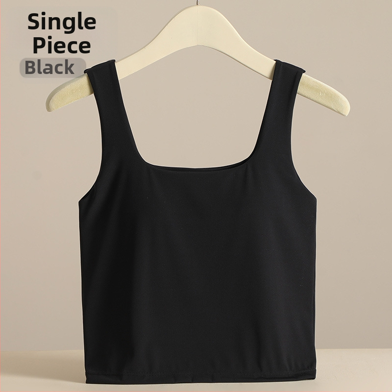 Ženski širokoramenski vest s kvadratnim izrezom i jastučićem od spužve; Ice Silk tkanina s 70–80% nylona, gustoća 181–200 g/m2